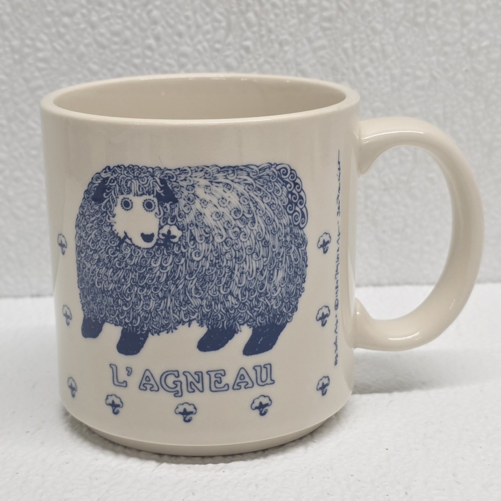 Taylor & Ng l'agneau Mug Lamb Curly Sheep 1984 San Francisco Blue Cobalt Japan